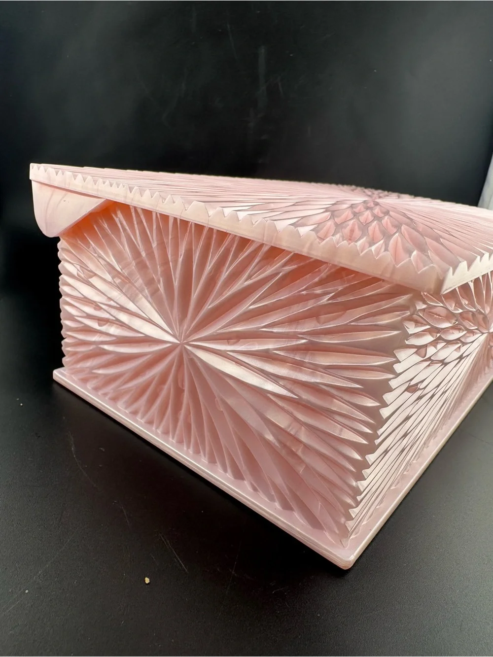 Vintage 1950’s Celebrity Pink Lucite Jewelry Box Organizer with Tray